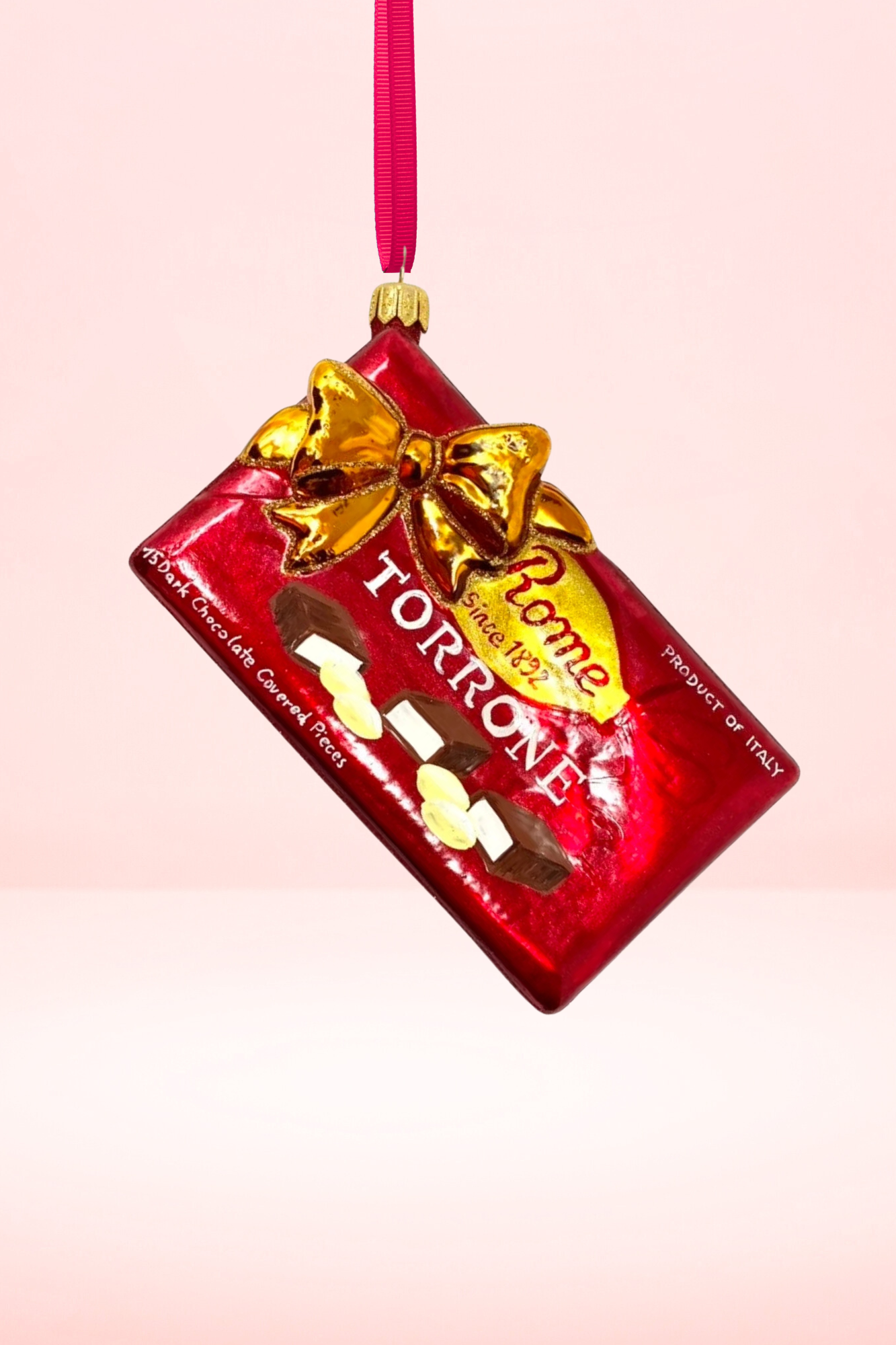Red Torrone Candy Box Polish Glass Ornament - Southlake Paws