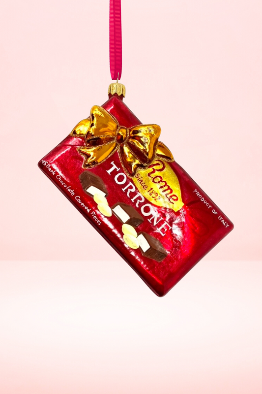 Red Torrone Candy Box Polish Glass Ornament - Southlake Paws
