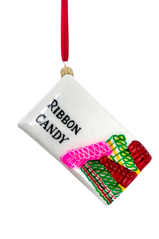 Ribbon Candy Box Glass Ornament - Southlake Paws