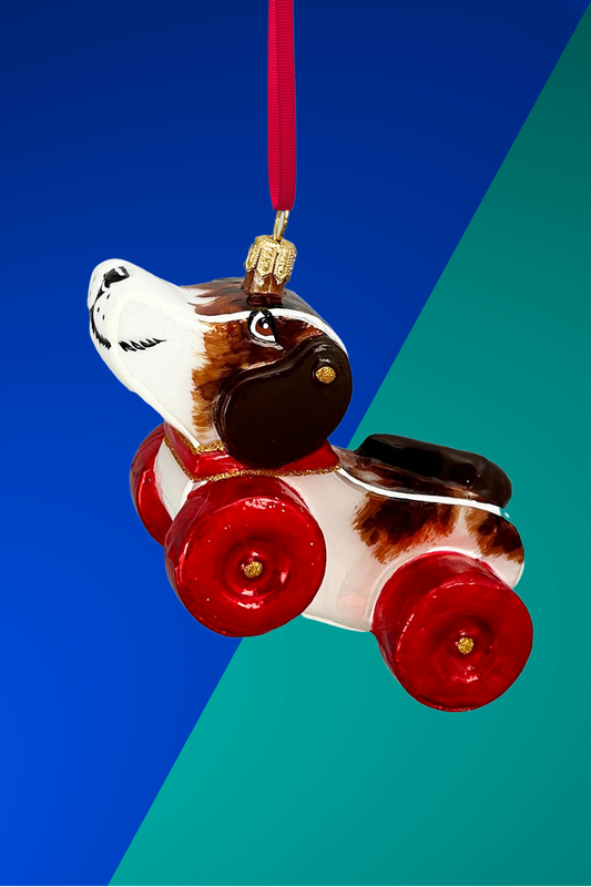 Riley Dog Pull Toy Glass Ornament 