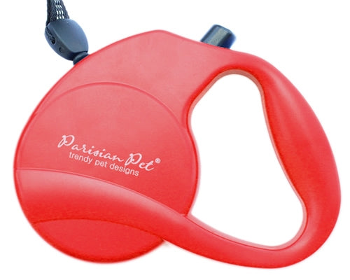 Parisian Pet 'Retractable Leash M' for Dogs & Cats – Ergonomic Handle Leash for Dogs Up to 44 lbs, Red