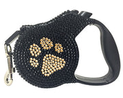 Parisian Pet 'Crystal Retractable Leash Golden Paw' for Dogs & Cats – Comfortable Pet Leash with Ergonomic Handle