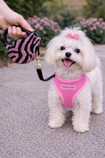 Load image into Gallery viewer, Parisian Pet 'Crystal Retractable Leash Zebra Pink' for Dogs & Cats – 16-Foot Retractable Leash with Zebra Print
