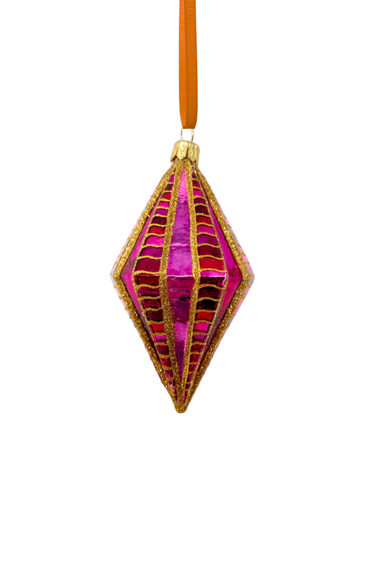 Rose Diamond Glass Ornament - Southlake Paws