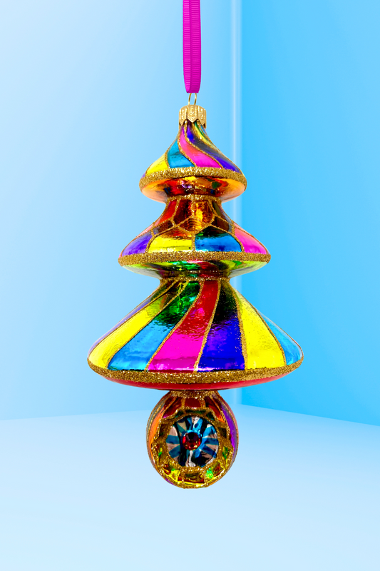 Roulette Tree Reflector Glass Ornament - Southlake Paws