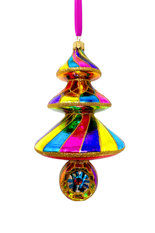 Roulette Tree Reflector Glass Ornament - Southlake Paws