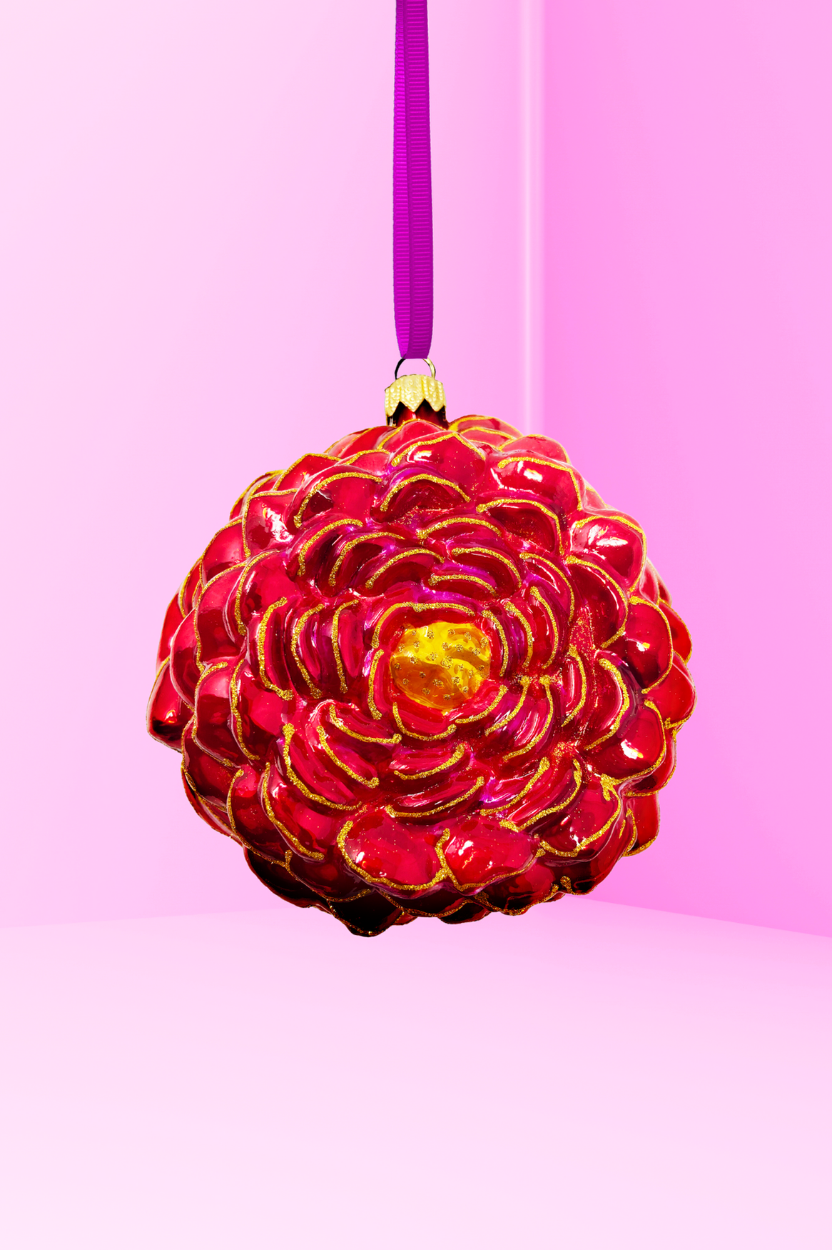 Palazzo Peony Glass Christmas Ornament (Ruby) - Southlake Paws