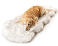 Load image into Gallery viewer, PupRug™ Runner Faux Fur Memory Foam Dog Bed - Curve White with Brown Accents
