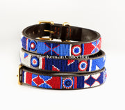 TKC Red White Blue Beaded Dog Collar