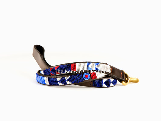 TKC Red White Blue Beaded Dog Lead