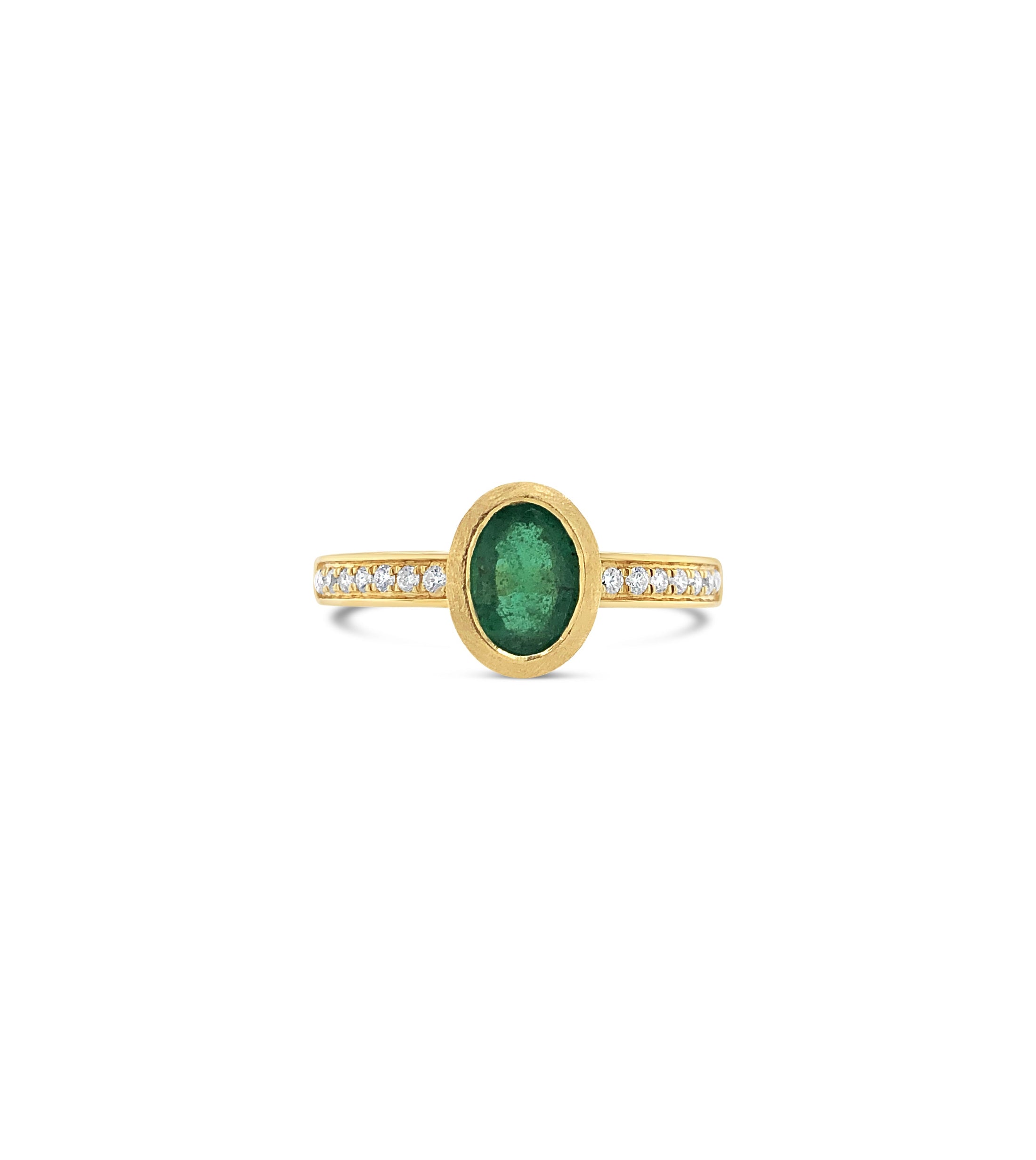 OLIVE & CHAIN Emerald & Diamond Ring - Yellow Gold, 5.0