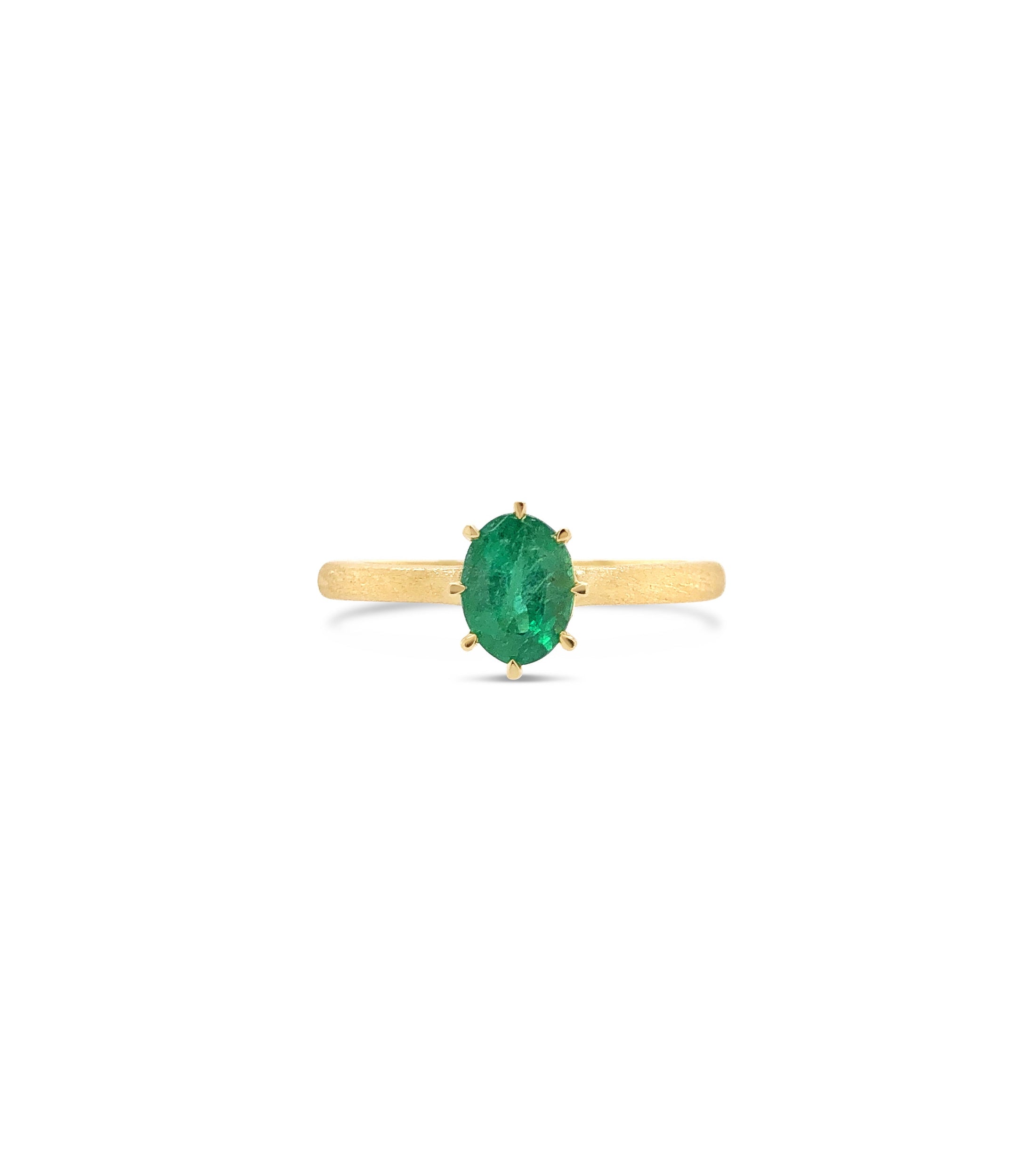 OLIVE & CHAIN Emerald Solitaire Ring - Yellow Gold, 5.0