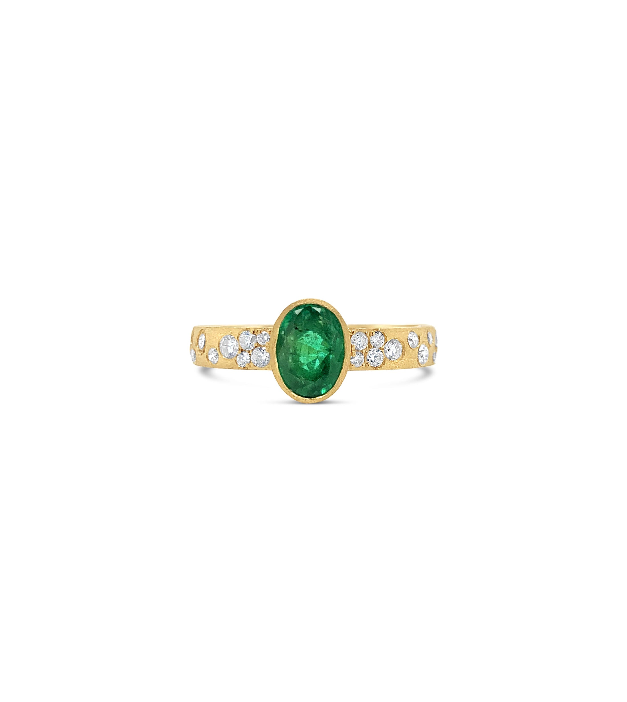 OLIVE & CHAIN Emerald & Diamond Celestial Ring - Yellow Gold, 5.0