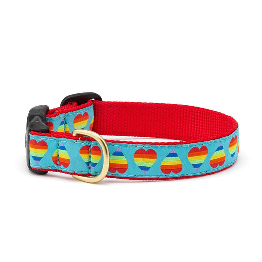 Up Country Rainbow Hearts Cast Brass Dog Collar