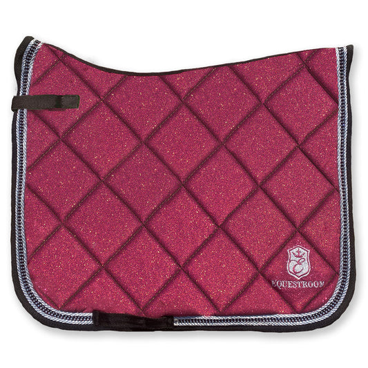 Raspberry Fizz Saddle Pad by Southlake Paws, featuring a quilted design with a sparkling finish and contrasting trim.