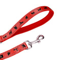 Load image into Gallery viewer, EcoBark Cherry Red Dog Leash- Padded Comfort Grip Leash with Dog Pattern - 4 ft, 5 ft, and 6 ft Leash for Small and Medium Dogs
