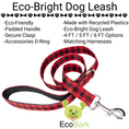 Load image into Gallery viewer, Red plaid dog leash by EcoBark featuring a padded handle, secure clasp, and eco-friendly materials. Available in 4ft, 5ft, an
