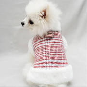 Winter Fleece-Lined Check Dog Harness Dress Coat