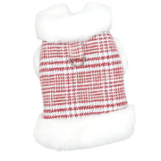 Winter Fleece-Lined Check Dog Harness Dress Coat