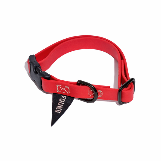 Biothane® Leather Alternative Dog & Cat Collar – Waterproof & Durable | Red | Matte Black Hardware