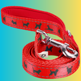 Load image into Gallery viewer, EcoBark Cherry Red Dog Leash- Padded Comfort Grip Leash with Dog Pattern - 4 ft, 5 ft, and 6 ft Leash for Small and Medium Dogs
