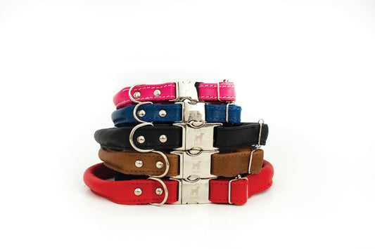 Rolled Style Red Leather Quick-Release Dog Collar - image 2