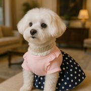 Parisian Pet 'Nautical Dress' for Dogs and Cats, Sleeveless Designer Beach Dress, Comfortable Pet Clothing, Pink & Navy