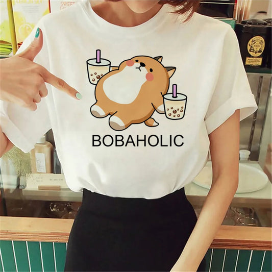 "Bobaholic" Shiba Inu T-Shirt 