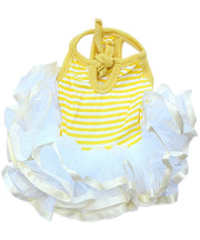 Parisian Pet 'Ballerina Dress' for Dogs and Cats, Comfortable Sleeveless, Yellow with White Stripes