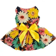 Sunflower Dog Party Dress with Yellow Bow
