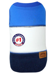 Parisian Pet 'World Champion Tank' Dog & Cat T-Shirt – Trendy Cotton, Lightweight & Comfortable Summer Apparel – Blue