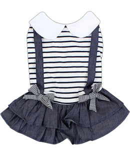 Parisian Pet 'Preppy Girl Dress' Dog & Cat Shirt – Designer Comfortable Pet Apparel – Dark Blue -Valentine's Day