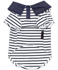 Load image into Gallery viewer, Parisian Pet 'Preppy Boy Polo' Dog & Cat T-Shirt – Trendy Cotton Polo Shirt, Comfortable & Lightweight, Blue White Stripes-Valentine's Day
