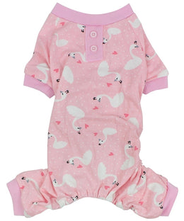 Parisian Pet 'Pink Swan' Pajama for Dogs & Cats, Luxury Pet Sleepwear, Cozy Dog Pajama Set-Valentine's Day