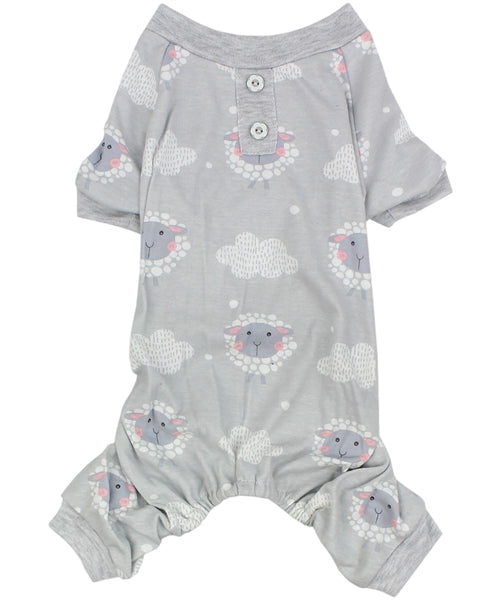 Parisian Pet 'Grey Sheep' Pajama for Dogs & Cats, Designer Pet Sleepwear, Cozy Dog Pajama Set, Grey