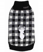 Parisian Pet 'Buffalo Checkered Sweater - Deer' for Dogs and Cats - Cozy, Stylish Winter Apparel in Classic White and Black
