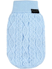 Parisian Pet 'Cable Knit Sweater' - Warm & Stylish Pet Sweater in Powder Blue for Dogs & Cats