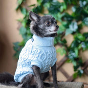 Parisian Pet 'Cable Knit Sweater' - Warm & Stylish Pet Sweater in Powder Blue for Dogs & Cats