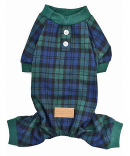 Parisian Pet 'Scottish Pajama Green & Blue Plaid' for Dogs & Cats, Designer Pet Sleepwear, Cozy Dog Pajama Set-Saint Patrick's Day