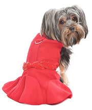 Parisian Pet 'Satin Embellished Dress' for Dogs and Cats, Designer Holiday Apparel, Red-Valentine's Day