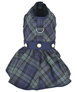 Parisian Pet 'Scottish Taffeta Dress' Dog & Cat Shirt – Festive Holiday Plaid Dog Dress, Comfortable & Stylish – Green, Blue