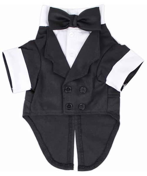 Parisian Pet 'Satin Party Tux' for Dogs and Cats, Designer Holiday Pet Tuxedo, Satin Formal Wear, Black & White-Valentine's Day