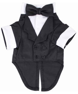 Parisian Pet 'Satin Party Tux' for Dogs and Cats, Designer Holiday Pet Tuxedo, Satin Formal Wear, Black & White-Valentine's Day