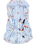 Load image into Gallery viewer, Parisian Pet 'Flamingo Print Dog Dress' for Dogs and Cats, Sleeveless, Comfortable Summer Outfit, Blue and White Stripes
