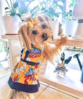 Load image into Gallery viewer, Parisian Pet 'Designer Dog Dress' for Dogs and Cats, Leaf Pattern, Lightweight Summer Outfit, Multicolor, Yellow, White, Blue, Red
