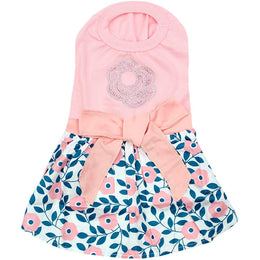 Parisian Pet 'Cherry Blossoms Dress' Dog & Cat Shirt – Designer Pink Floral Dress, Perfect for Summer – Pink-Valentine's Day