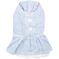 Load image into Gallery viewer, Parisian Pet 'Gingham Countryside Lace Dress' Dog & Cat Shirt – Stylish Blue Plaid Dress – Blue
