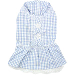 Parisian Pet 'Gingham Countryside Lace Dress' Dog & Cat Shirt – Stylish Blue Plaid Dress – Blue