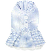 Parisian Pet 'Gingham Countryside Lace Dress' Dog & Cat Shirt – Stylish Blue Plaid Dress – Blue