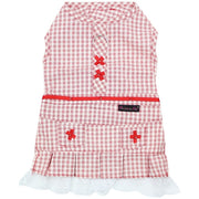 Parisian Pet 'Gingham Countryside Dress' Dog & Cat Shirt – Elegant Country Style Dog Dress –Red- Valentine's Day